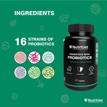 NutritJet Prebiotics with Probiotics Vegetarian Capsules