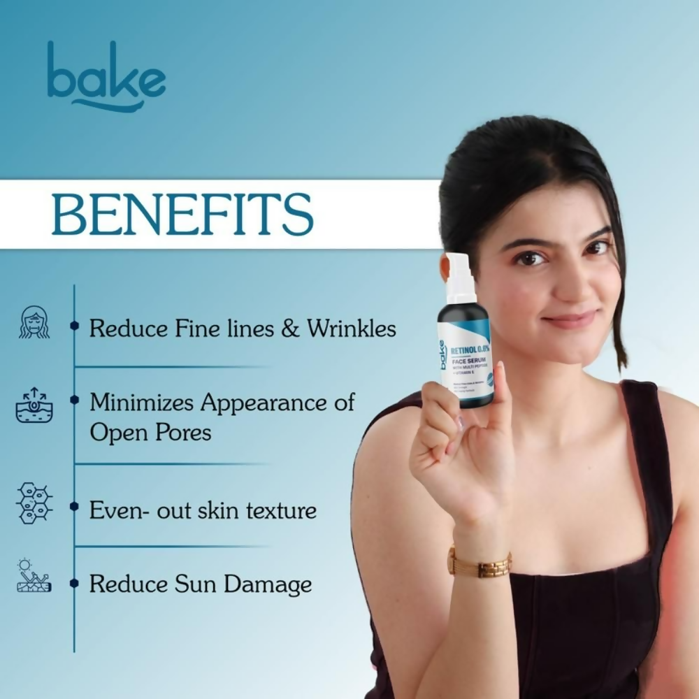 Bake 0.6% Retinol Mid Strength Face Serum With 2% Multi Peptide & Vitamin E