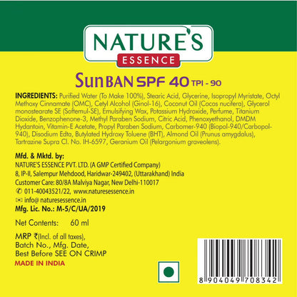 Nature's Essence Sun Ban Sunscreen Lotion SPF 40