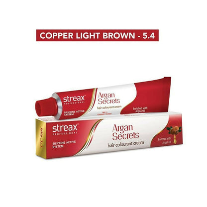 Streax Professional Argan Secrets Hair Colourant Cream - Copper Light Brown 5.4