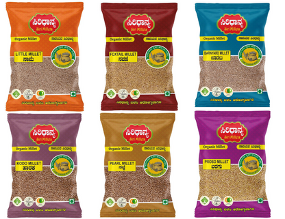 Siri Millets Grains Combo Pack (Little Millet, Foxtail Millet, Barnyard Millet, Kodo Millet, Pearl Millet, Proso Millet) -  USA, Australia, Canada 