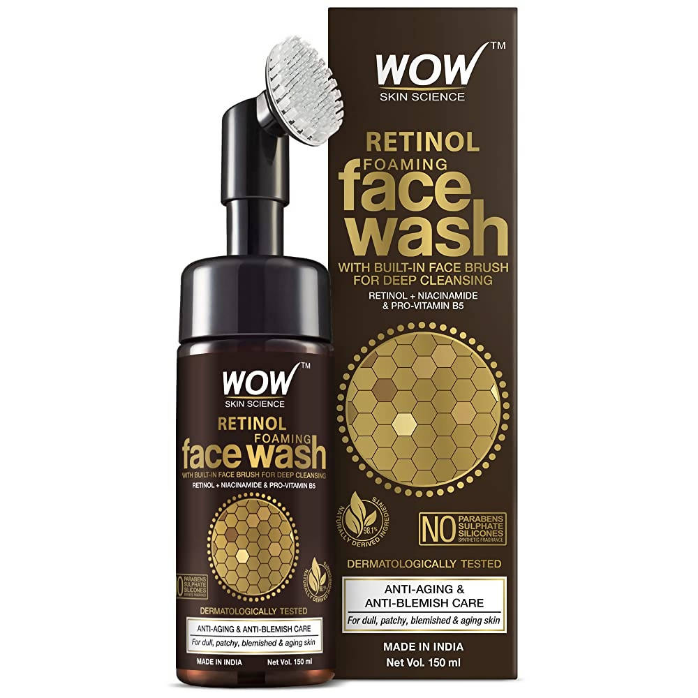 Wow Skin Science Retinol Foaming Face Wash With Built-In Brush - usa canada australia