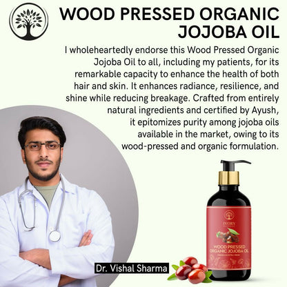 Ivory Natural Wood Pressed Organic Jojoba Oil Premium & Extra Virgin For Smooth Dry Skin, Avoid Flakiness, & Improve Skin Elasticity