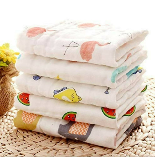 Mom Care Muslin Cotton Face Towels Set Of 5 -  USA, Australia, Canada 