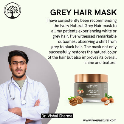 Ivory Natural Grey Mask For Hair - White To Black Hair Naturally For Both Men & Women