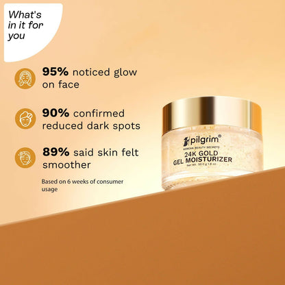 Pilgrim 24k Gold Gel Moisturizer, Reduces Dark Spots, Gives Luxurious Glow, Non-greasy