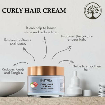 Ivory Natural Curly Hair Cream - Bouncy, Shiny, Humidity-Resistant Curls Hair