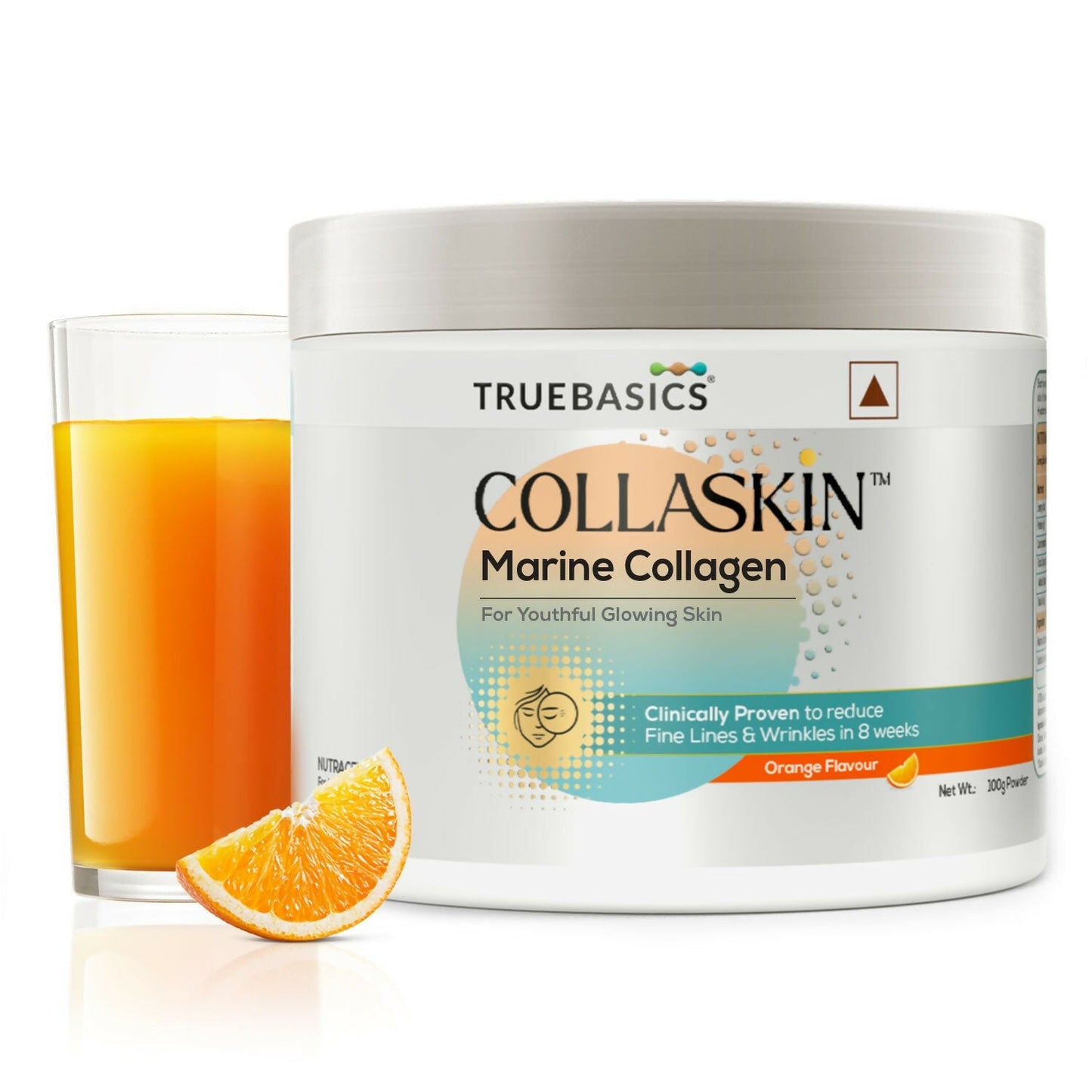 TrueBasics CollaSkin, Marine Collagen Peptides for Youthful Glowing Skin - Orange