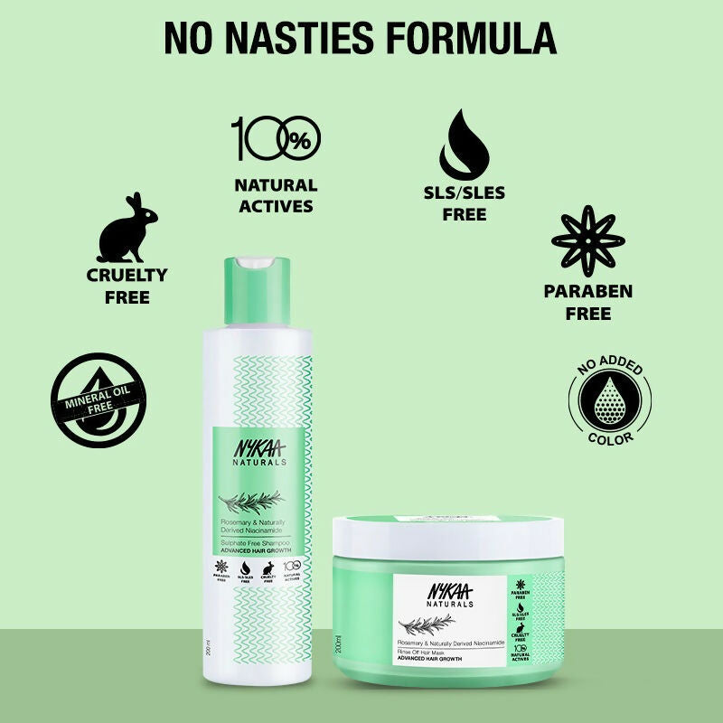 Nykaa Naturals Rosemary & Naturally Derived Niacinamide Shampoo + Mask Hair Growth